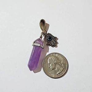 Silver tone evil eye hamza pendant